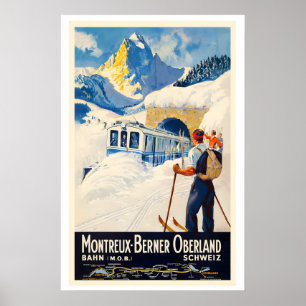 Poster Suisse Montreux Oberland Bernois MOB Vintage