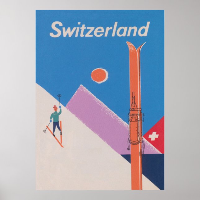 Poster Suisse Retro Ski Vintage (Devant)