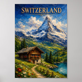 Poster Suisse : Souvenir d'art de la majestueuse montagne