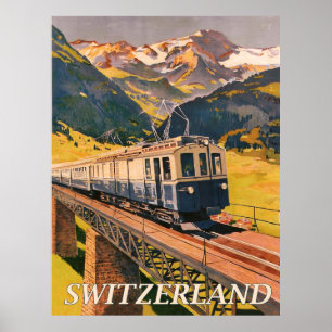 Poster Suisse, Train électrique, Chemin de fer