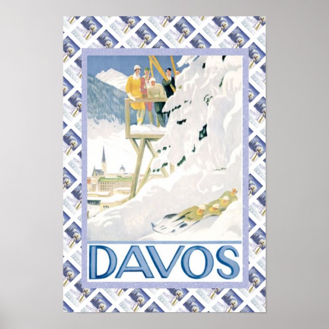 Poster suisse vintage Davos (Devant)