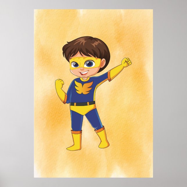 Poster Suit Jaune Superhero Boy ! Amusants Enfants Art Im (Devant)