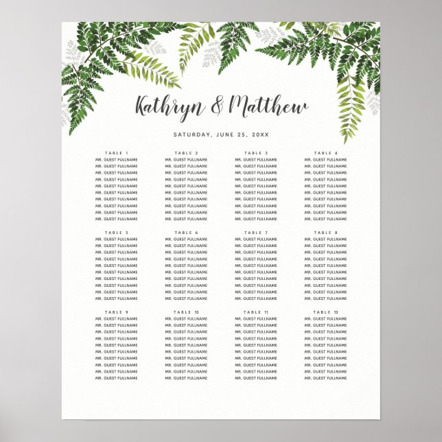 Poster Suite de Mariage botanique tropicale de Fern luxur (Devant)
