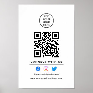 Poster Suivez le code QR pour nous connecter Votre logo