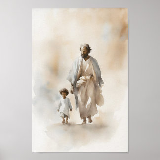 Poster Suivez-moi Jésus Watercolor Art Imprimer