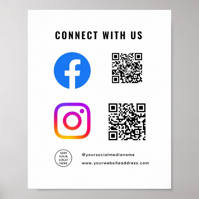 Poster Suivez Scan Connectez-vous avec nous Code QR Logo  (Devant)