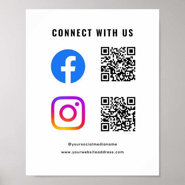 Poster Suivez Scan Connectez-vous avec nous Code QR Résea (Devant)