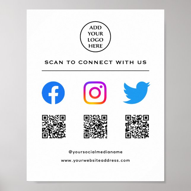 Poster Suivez Scan Me Connecter Avec Nous Code QR Votre L (Devant)