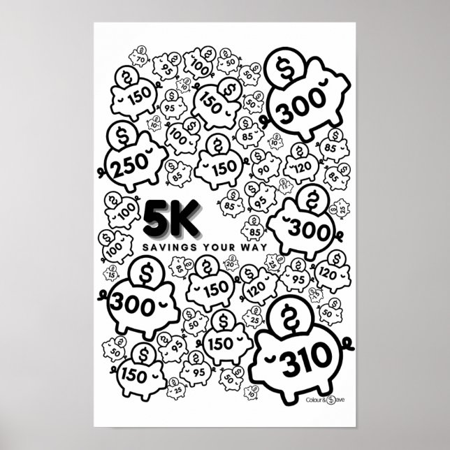 Poster Suivi des économies - économiser 5 000 $ en 52 sem (Devant)