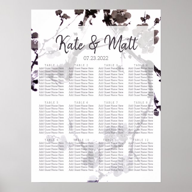 Poster Sumie de fleur de prune (Devant)