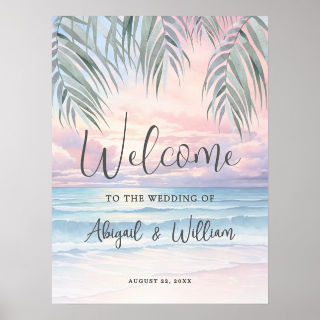 Poster Summer Beach Wedding Welcome Sign (Devant)