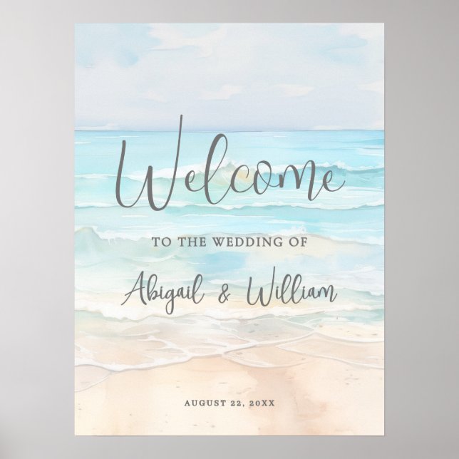 Poster Summer Beach Wedding Welcome Sign (Devant)