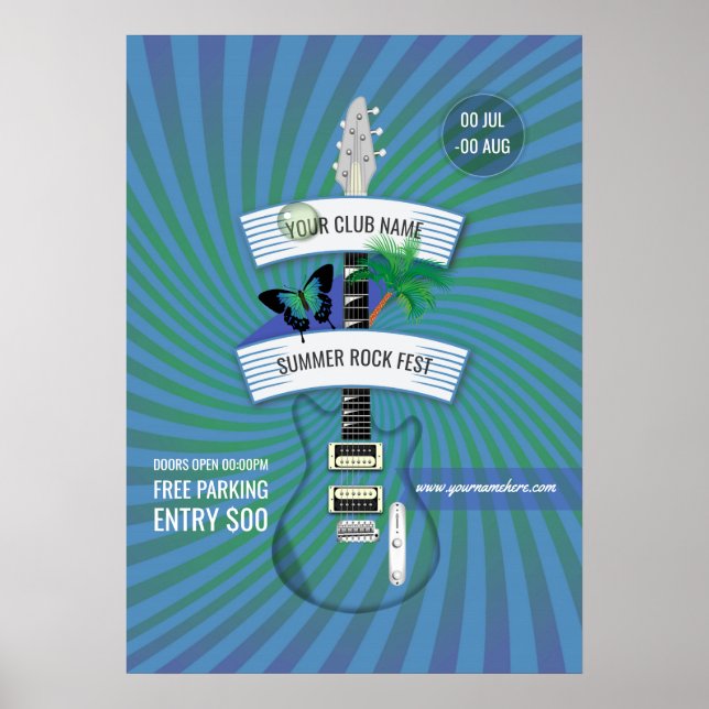 Poster Summer Rock Festival ajouter le logo invitation (Devant)