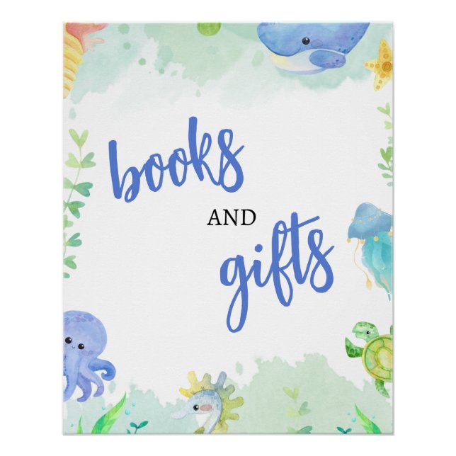 Poster Summer Under the Sea Baby shower Livres et cadeaux (Devant)
