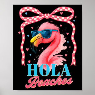 Poster Summer Vibes Beach Flamant rose Coquette Heure d'é
