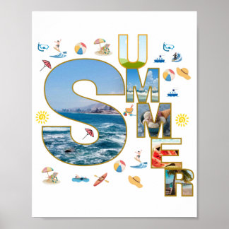 Poster Summer Vibes Typography Collage Art