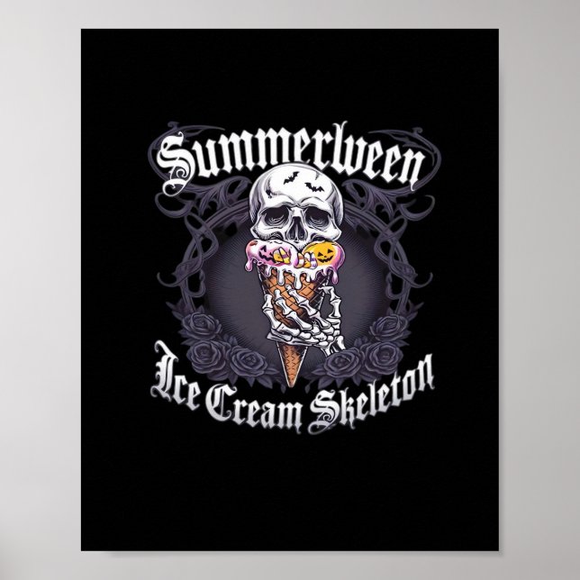 Poster Summerween IceCream Skeleton Classic Trending (Devant)