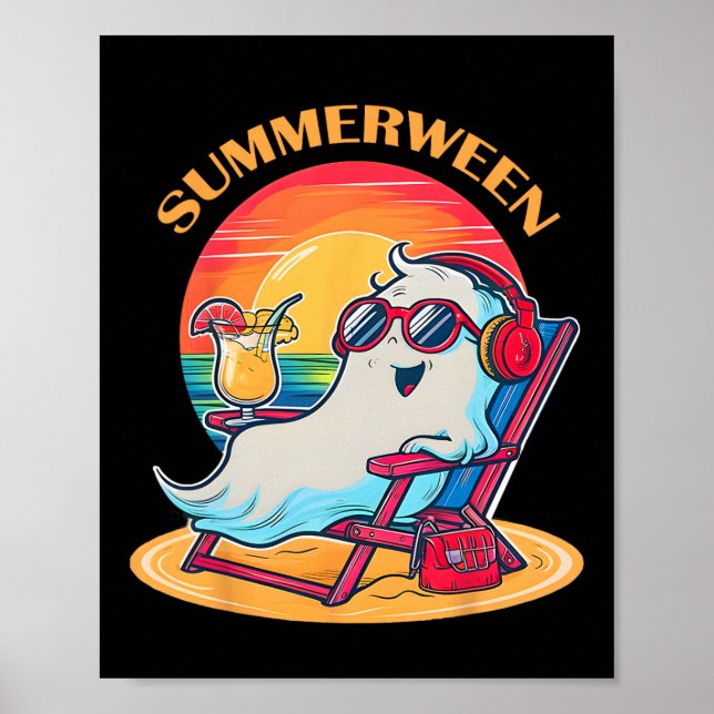Poster Summerween mignon Fantôme d'été Éffrayant Hallowee (Devant)