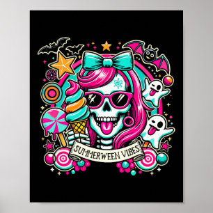 Poster Summerween Vibes Skeleton Vacances Éffrayantes Hal
