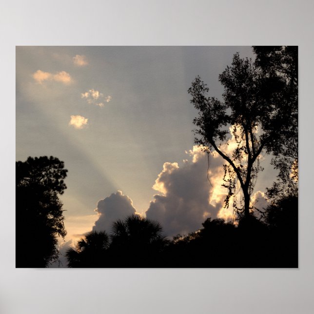 Poster Sun Rays at Sunset - Sky photo (Devant)