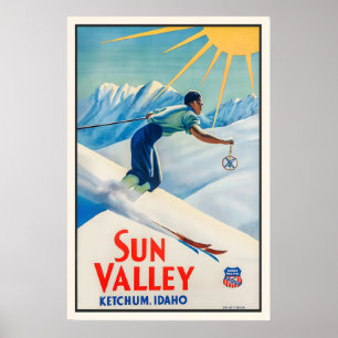 Poster Sun Valley Ketchum Idaho États-Unis Amérique Ski V