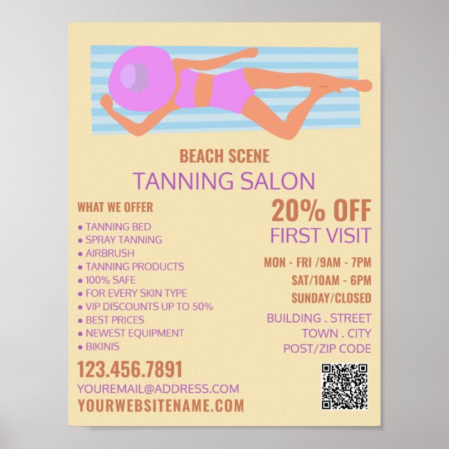 Poster Sunbather, Salon de bronzage Publicité (Devant)