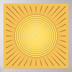 Poster Sunburst géométrique moderne - Or de moutarde / Ja