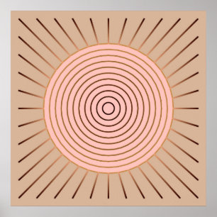 Poster Sunburst géométrique moderne - Peach et Tan