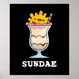 Poster Sundae Funky Sunday Ice Cream Pun Dark BG