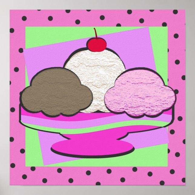 Poster Sundae Shoppe/ Rose (Devant)