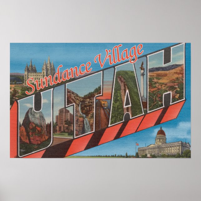 Poster Sundance Village, Utah - Grandes Lettres (Devant)