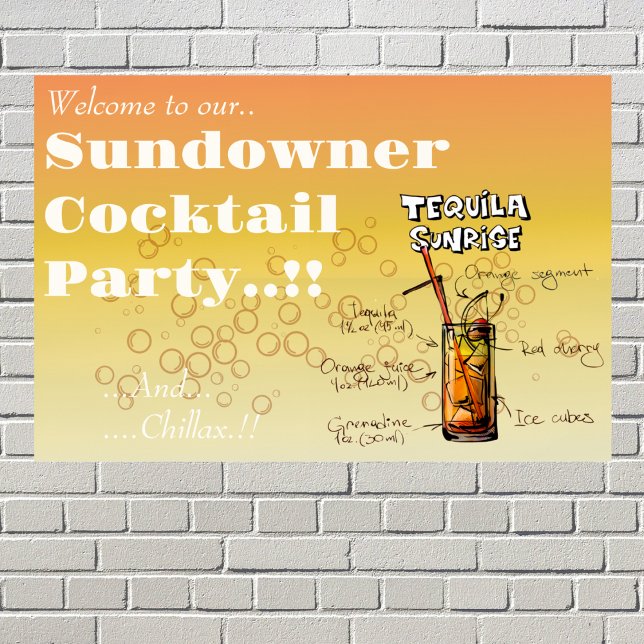 Poster Sundowner Tequila Cocktail Party (Sundowner Tequila Sunrise Cocktail Party Wall Poster)