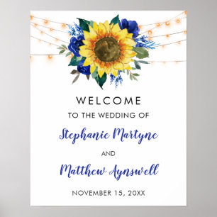 Poster Sunflower Blue Floral String Mariage