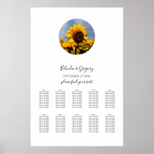 Poster Sunflower Blue Sky Rustic Mariage Carte de siège