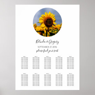 Poster Sunflower Blue Sky Rustic Mariage Carte de siège