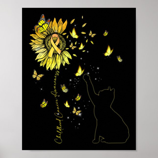 Poster Sunflower Cat Gold Ribbon Enfance Cancer Award (Devant)
