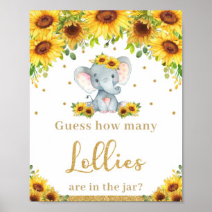 Poster Sunflower Elephant Devine Combien de Lollies Jeu