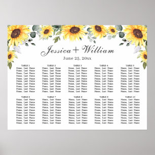 Poster Sunflower Eucalyptus 10 Tables CADRE