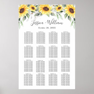 Poster Sunflower Eucalyptus 16 Tables CADRE