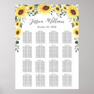 Poster Sunflower Eucalyptus 16 Tables CADRE