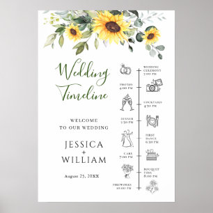 Poster Sunflower Eucalyptus Jour de mariage Timeline