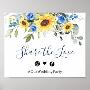 Poster Sunflower Eucalyptus Partagez le signe Mariage d'a
