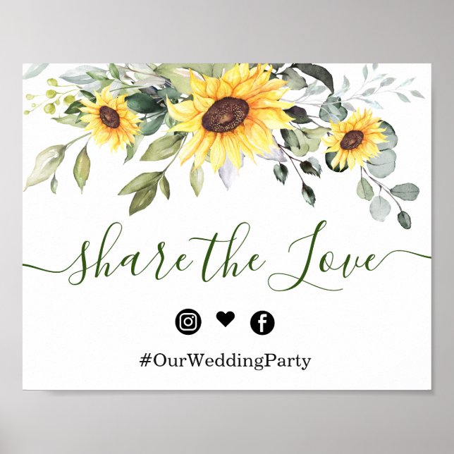 Poster Sunflower Eucalyptus Partagez le signe Mariage d'a (Devant)