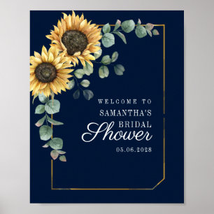 Poster Sunflower Eucalyptus Script Fête des mariées Bienv
