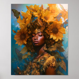 Poster Sunflower Goddess Art Imaginaire