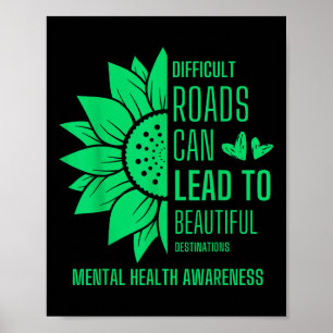 Poster Sunflower Green Ribbon Sensibilisation à la santé 