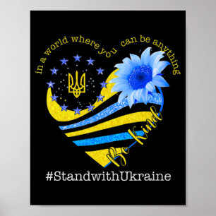 Poster Sunflower Heart drapeau ukrainien Soyez un stand a
