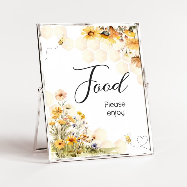 Poster Sunflower Little Honey Baby shower (Sunflower Little Honey Baby Shower Food Sign)