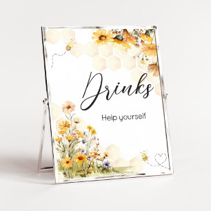 Poster Sunflower Little Honey Baby shower Boissons