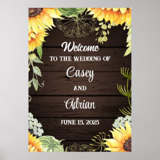 Poster Sunflower Love : Bienvenue à notre Mariage